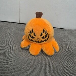TeeTurtle Reversible Pumpkin Spider Octopus Plushie Orange Grey Halloween Plush